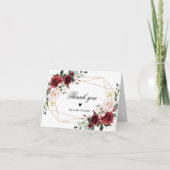 Blush Pink en Bourgogne Roos Bedankkaart (Voorkant)