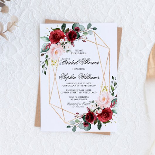 Blush Pink en Bourgogne Roos Vrijgezellenfeest Kaart