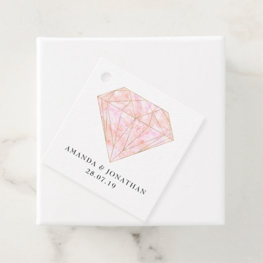 Blush Pink en Bourgondië Diamond Bedankjes Labels (In situ)