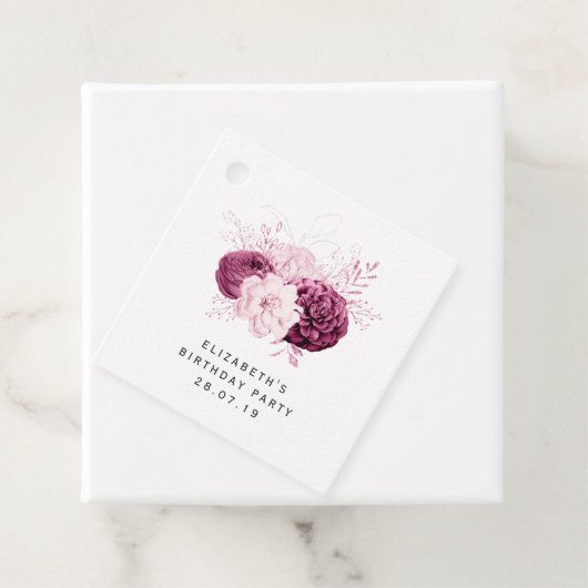 Blush Pink en Bourgondië Floral Bedankjes Labels (In situ)