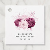 Blush Pink en Bourgondië Floral Bedankjes Labels (Voorkant)
