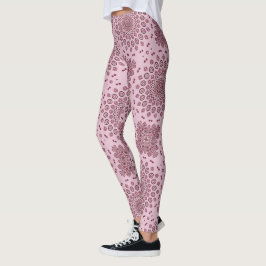 Blush Pink en Bourgondische Mandala Patroon Leggings