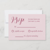 Blush Pink en Crimson Red RSVP Kaartje (Voorkant)