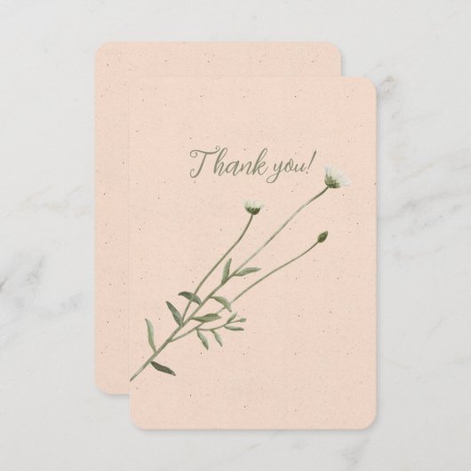 Blush Pink en een eenpersoons Daisy Bedankkaart (Voorkant / Achterkant)