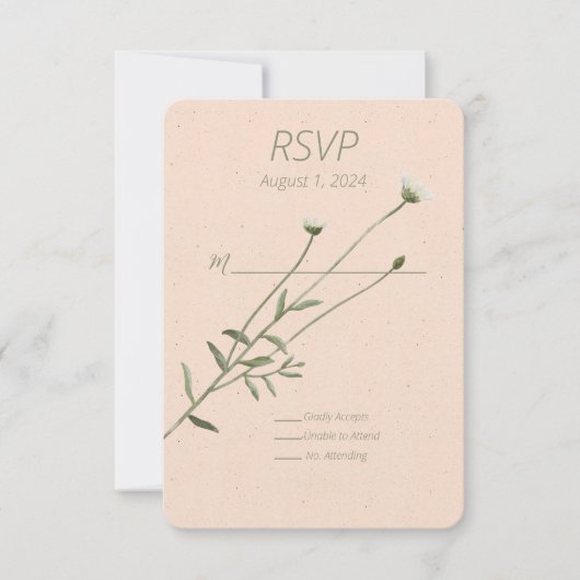 Blush Pink en een enkele Daisy Response Kaart (Voorkant)