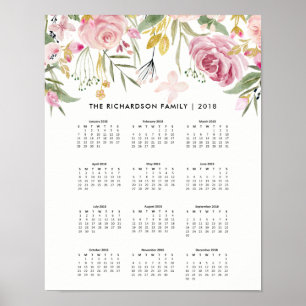 Blush Pink en Faux Gold Flowers   Agenda 2018 Poster