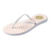 Blush Pink en Gold Chevron Monogram Teenslippers (Schuin)