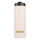 Blush Pink en Gold Chevron Monogram Thermosbeker (Voorkant)