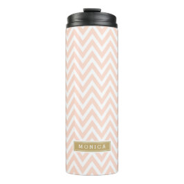 Blush Pink en Gold Chevron Monogram Thermosbeker