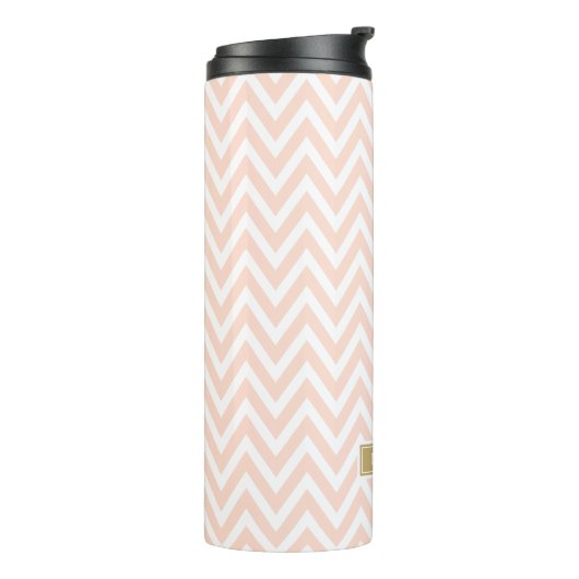Blush Pink en Gold Chevron Monogram Thermosbeker (Gedraaid links)