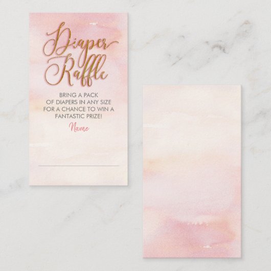 Blush Pink en Gold Diaper Raffle Ticket Informatiekaartje (Voorkant / Achterkant)