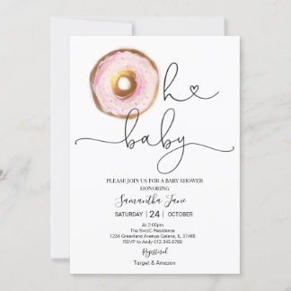 Blush Pink en Gold Donut Oh Baby Baby shower Kaart