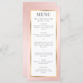 Blush Pink en Gold Elegant Modern Wedding Menu (Voorkant / Achterkant)