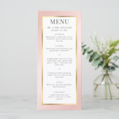 Blush Pink en Gold Elegant Modern Wedding Menu (Staand voorkant)