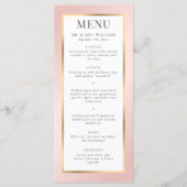 Blush Pink en Gold Elegant Modern Wedding Menu (Voorkant)