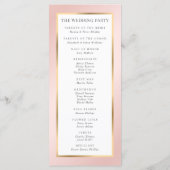 Blush Pink en Gold Elegant Modern Wedding Programmakaart (Achterkant)