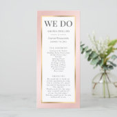 Blush Pink en Gold Elegant Modern Wedding Programmakaart (Staand voorkant)