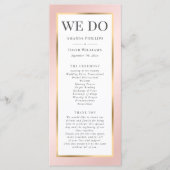 Blush Pink en Gold Elegant Modern Wedding Programmakaart (Voorkant)