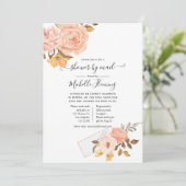 Blush Pink en Gold Floral Baby shower per post Kaart (Staand voorkant)