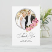 Blush Pink en Gold Floral Diamond Wedding Bedankkaart (Staand voorkant)