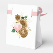 Blush Pink en Gold Floral Quinceañera Bedankdoosjes (Achterkant)