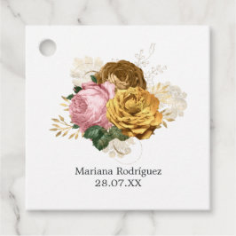  Blush Pink en Gold Floral Quinceañera Bedankjes Labels