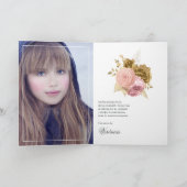  Blush Pink en Gold Floral Quinceañera Bedankkaart (Binnen)