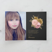  Blush Pink en Gold Floral Quinceañera Bedankkaart (Binnen)