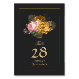  Blush Pink en Gold Floral Quinceañera Kaart