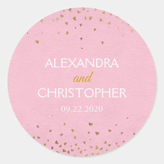 Blush Pink en Gold Foil Confetti Envelope Seal Ronde Sticker (Voorkant)