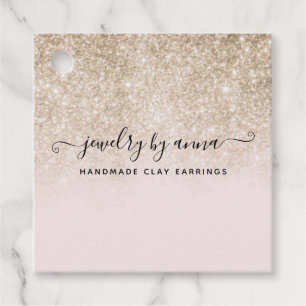 Blush Pink en Gold Glitter Business Bedankjes Labels