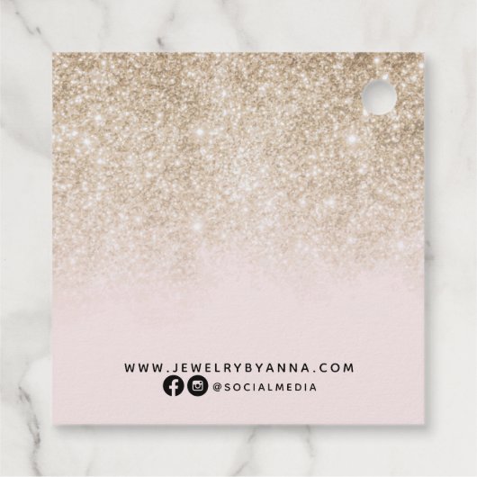 Blush Pink en Gold Glitter Business Bedankjes Labels (Achterkant)