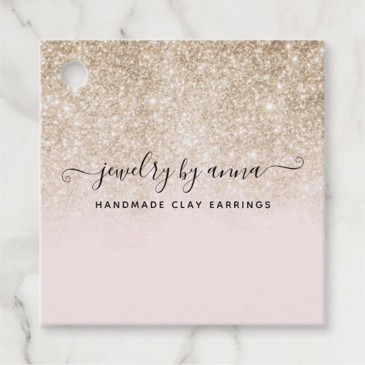 Blush Pink en Gold Glitter Business Bedankjes Labels (Voorkant)