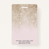 Blush Pink en Gold Glitter Medewerker of Stylist I Badge (Achterkant)