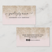 Blush Pink en Gold Glitter Visitekaartje (Voorkant / Achterkant)