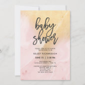 Blush Pink en Gold Marble | Baby shower Kaart (Voorkant)