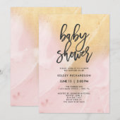 Blush Pink en Gold Marble | Baby shower Kaart (Voorkant / Achterkant)