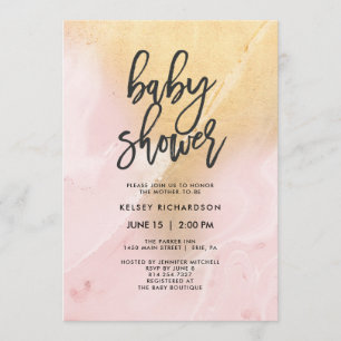 Blush Pink en Gold Marble   Baby shower Kaart
