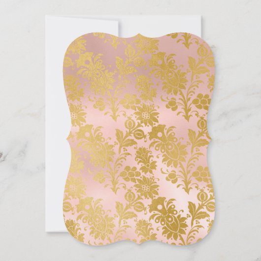 Blush Pink en Gold Masquerade Quinceañera Kaart (Achterkant)