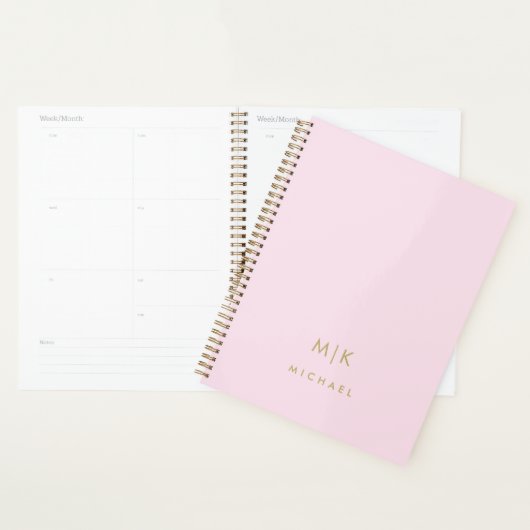 Blush Pink en Gold | Modern monogram Planner (Display)