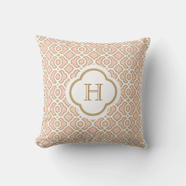 Blush PInk en Gold Moroccan Monogram Kussen