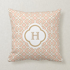 Blush PInk en Gold Moroccan Monogram Kussen