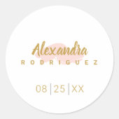 Blush Pink en Gold Quinceanera Ronde Sticker (Voorkant)