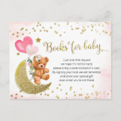 Blush Pink en Gold Teddy Bear Boeken voor Baby Uitnodiging Briefkaart (Voorkant)