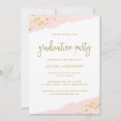 Blush Pink en Gold | Waterverf Graduation Party Kaart (Voorkant)