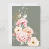 Blush Pink en Ivory Floral Baby shower Kaart (Achterkant)