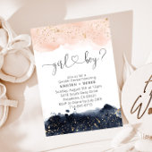 Blush Pink en Navy Blue Waterverf Gender Reveal Kaart