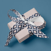 Blush Pink en Navy Diamond Ikat Pattern Grosgrain Lint