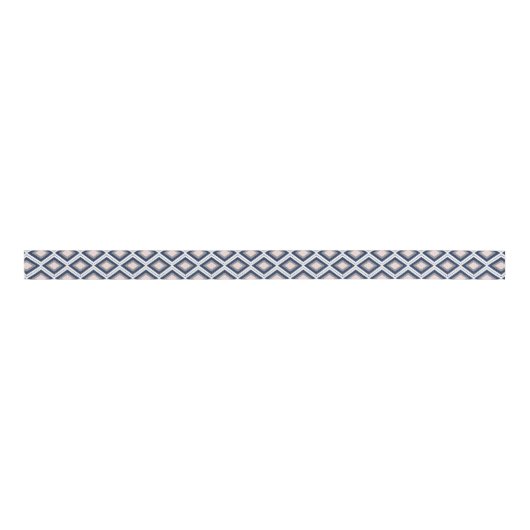 Blush Pink en Navy Diamond Ikat Pattern Grosgrain Lint (Voorkant)