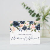 Blush Pink en Navy Floral zijn mijn echte matron. Briefkaart (Staand voorkant)